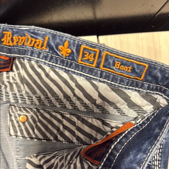 Rock Revival Blue Boot Cut Jeans with Embroidered Back - Picture 5 of 5